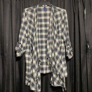 Falls Creek, 3X, green and white plaid long sleeve
